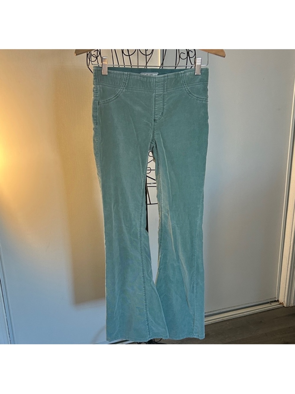 Free People Turquoise Corduroy pull on Flare Pants